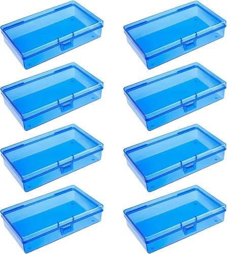 Vista 13 de 12 cajas de plástico rectangulares de plástico, contenedores organizadores vacíos con tapas con bisagras para objetos pequeños y otros proyectos