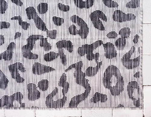 Vista 8 de Unique Loom Outdoor Safari Collection Alfombra de área - Leopardo (4 pies 1 pulgada x 6 pies 1 pulgada rectangular, gris claro/gris)