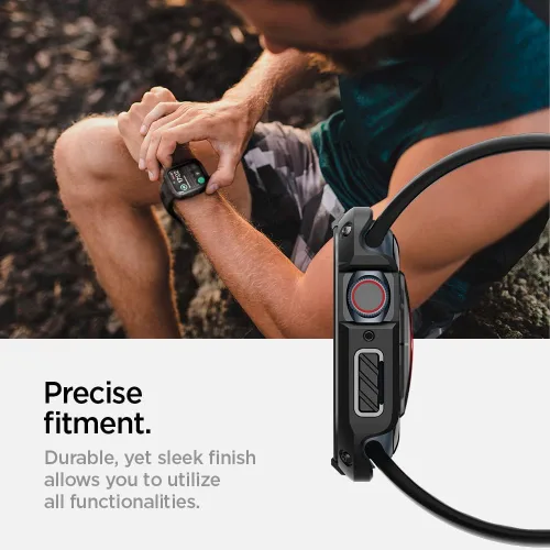 Vista 5 de Spigen para Apple Watch - Funda con protector de pantalla de vidrio templado táctil incorporado, resistente y de cobertura completa, armadura