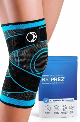 Vista 6 de Koprez Rodillera de compresión para hombres y mujeres – Rodillera de alta calidad para aliviar el dolor, correr, entrenar y apoyar la artritis