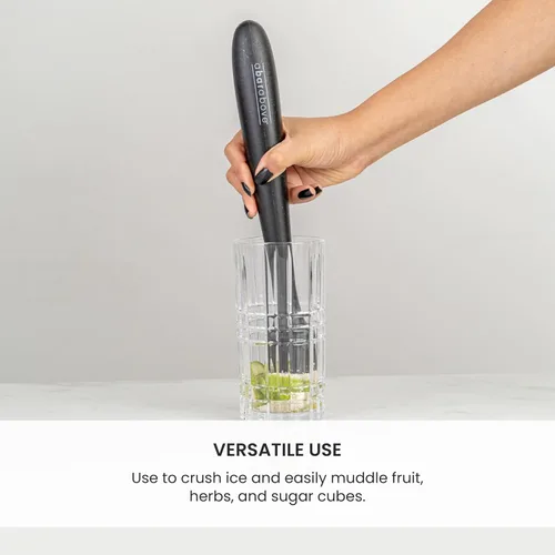 Vista 3 de A Bar Above Muddler negro para cócteles – Muddler de cóctel de 12 pulgadas de largo perfecto para triturar frutas, prensar cubos de menta y azúcar