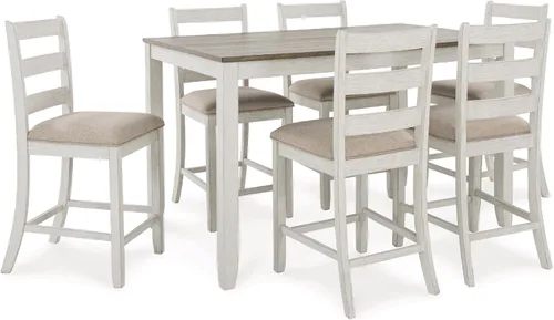Vista 13 de Signature Design by Ashley Caitbrook Mesa de Comedor Casual de Altura de Mostrador y Taburetes de Bar Tapizados con Ribete de Tachuelas, Juego de 7