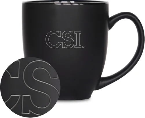 Vista 412 de Rico Industries - Taza de cerámica mate negra con grabado láser estándar de 15oz para NCAA (escuelas T & U) - Para bebidas calientes o frías