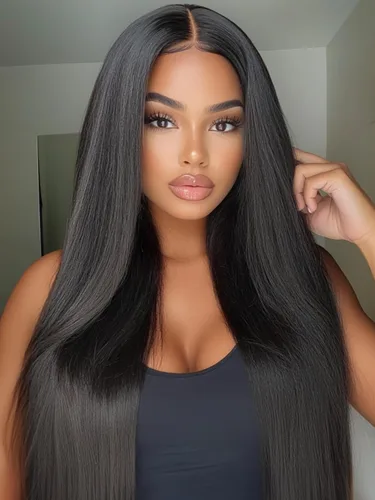 Vista 31 de KLAIYI Peluca de cabello humano con encaje frontal precortada 7x5, corte Bob en capas, corte romo, cordón sin pegamento, peluca predepilada