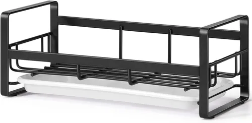 Vista 8 de FANGSUN Soporte de esponja grande para fregadero de cocina, organizador de fregadero de acero inoxidable 304 con bandeja de goteo extraíble, soporte