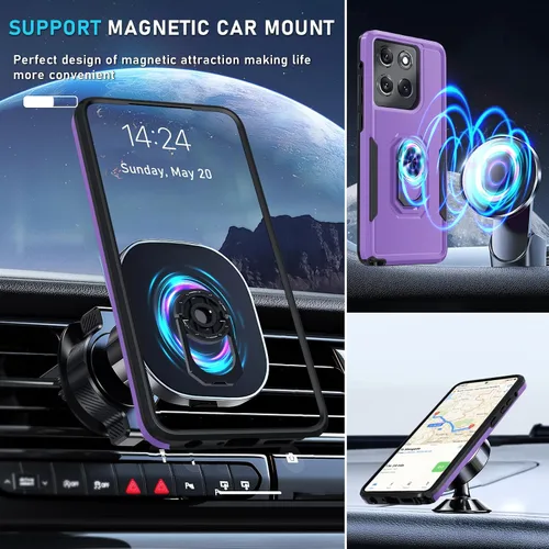 Vista 7 de Funda diseñada para Motorola Moto G Stylus 5G 2025/2026, color lavanda Tempered Glass Screen Protector,Built in Ring Holder Kickstand,Heavy Duty