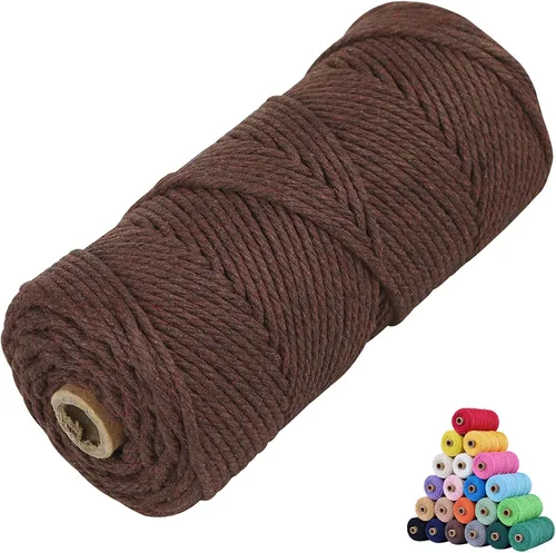 Vista 73 de Cordón de algodón para macramé 3mm x 109 yardas, cuerda de macramé natural color beige, suministros perfectos de algodón para macramé, para hacer