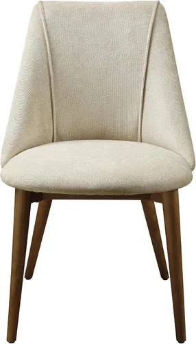 Vista 3 de Acme Willene - Silla auxiliar de tela contemporánea en beige/nogal (juego de 2)