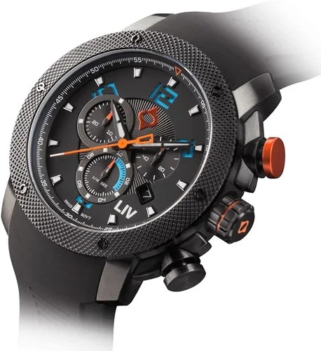 Vista 5 de LIV GX1 - Reloj clásico resistente con cronógrafo suizo de 1.77 pulgadas, 316L SS, 3D multicapa con fecha rápida, resistente a los arañazos