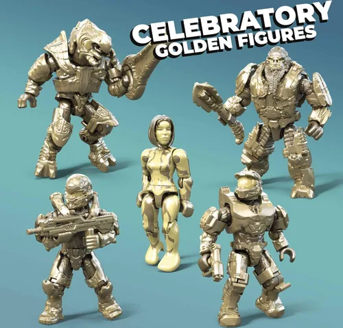 Vista 3 de MEGA Halo - Juego de juguetes de construcción de figuras de acción, paquete de coleccionista de personajes del 20 aniversario con 352 piezas, 20