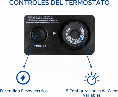 Vista 4 de ProCom - Calentador de placa infrarroja de gas natural sin ventilación con pies de base - 10,000 BTU, control con termostato - Modelo # MN100TPA-B