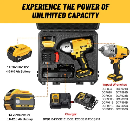 Vista 2 de Estuche para llave de impacto y dinamométrico Dewalt - Caja de herramientas dura impermeable Design for Dewalt Set, Power Tool Combo Kit Bag for