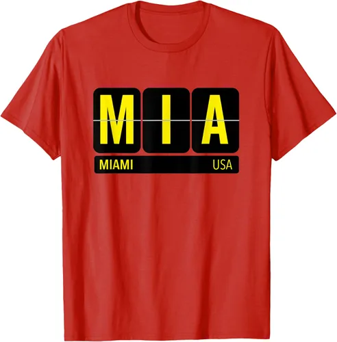 Vista 22 de MIA Miami Florida USA Travel Souvenir Yellow Text Camiseta, Blanco