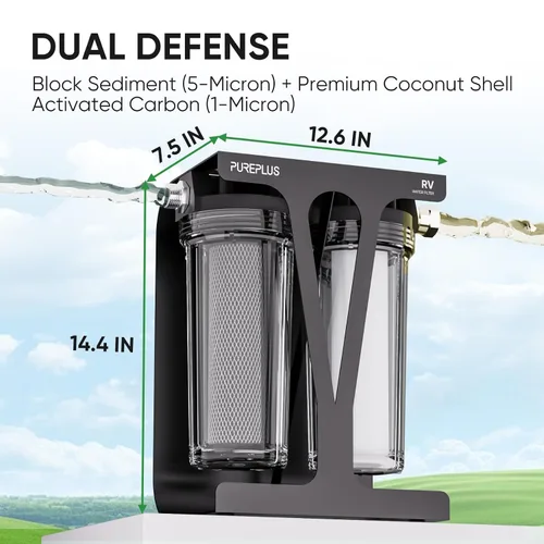 Vista 2 de PUREPLUS RV Sistema de filtro de agua de doble etapa, NSF/ANSI 42