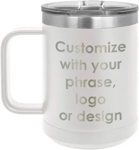 Vista 18 de Personalizado Negro 15 oz taza de café w/tapa deslizante superior Añadir su texto personalizado con nombres, frase, diseño o logotipo
