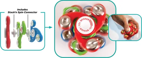 Vista 6 de Duncan Paquete de juguetes Fidget Spinner Pack, Fidget and Sensory Toy Pack Valor, Variadas Formas, 4 Fidget Spinners, Multicolor