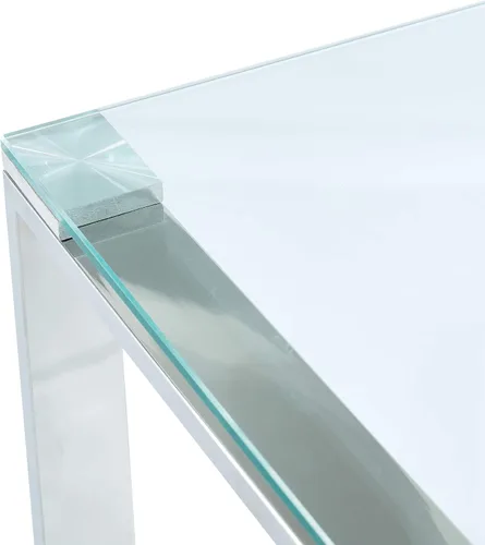 Vista 5 de Whi Mesa de café contemporánea, cristal y cromo, PLATA