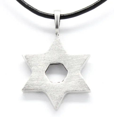 Vista 2 de Trilogy Jewelry - Colgante de piel con diseño de estrella de David judío hebreo de Cabalá Hanukka, diseño de estrella de David