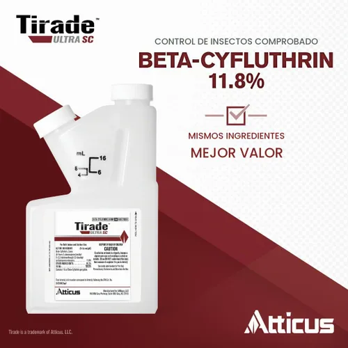 Vista 2 de Insecticida Atticus Tirade Ultra SC (8.1 fl oz) - Concentrado de beta-ciflutrina