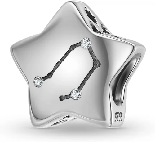 Vista 23 de Abalorio de constelación de plata de ley 925 con piedra natal para pulsera Pandora, regalo para aniversario, cumpleaños, Navidad Acuario A