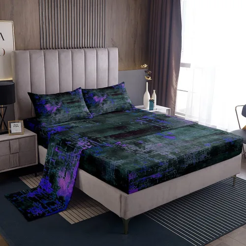 Vista 12 de Erosebridal Juego de sábanas tamaño individual con estampado de teñido anudado en acuarela, degradado beige y gris, para niños y adolescentes, juego