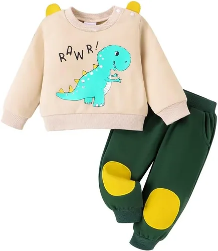 Vista 16 de Ropa para bebé niño pequeño, conjuntos de otoño e invierno, sudadera de manga larga con oso y pantalones, conjunto de 6 meses a 2 años
