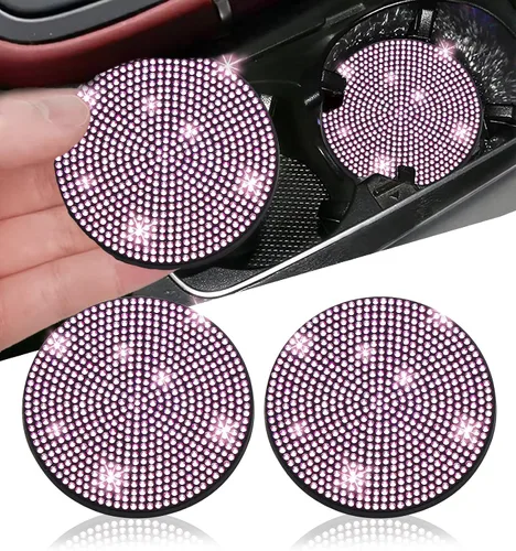 Vista 10 de NBTEPEM 2 posavasos de auto con diamantes de imitación, 2.75 pulgadas, antideslizantes, a prueba de golpes, universal, a la moda, para auto