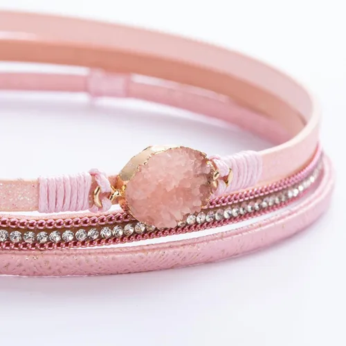 Vista 201 de FANCY SHINY - Pulsera de cuero estilo bohemio, pulsera de cuentas de cristal con cierre magnético, regalos de joyería para mujer