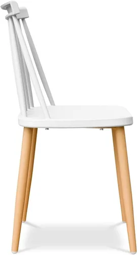 Vista 6 de Sillas de comedor de plástico de mediados de siglo de 18 pulgadas en blanco (juego de 4)