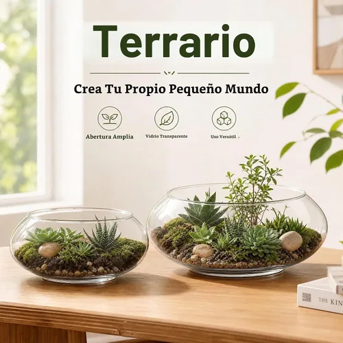 Vista 7 de ZENFUN Paquete de 2 jarrones de vidrio, jarrón de flores de boca ancha de 6 y 8 pulgadas, terrario redondo, maceta hidropónica de vidrio, recipiente