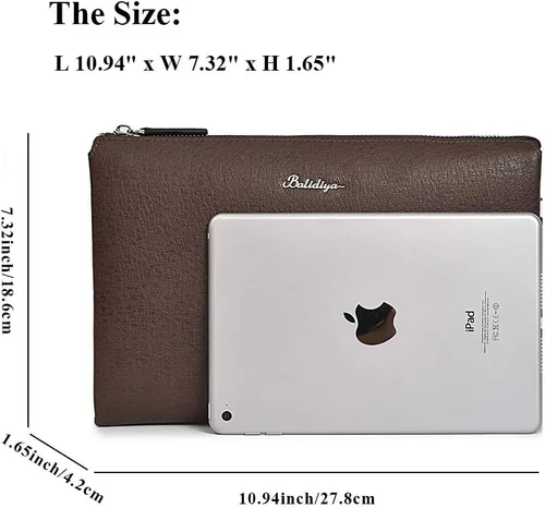 Vista 3 de BALIDIYA - Bolso de mano para hombre con cremallera Marrón talla única billetera de viaje