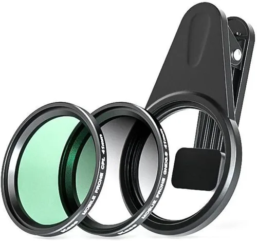 Vista 2 de Kase Kit de filtro CPL de lente magnética para teléfono celular de 1.614 in, incluye filtro polarizador circular, filtro ND1.2 graduado suave, clip