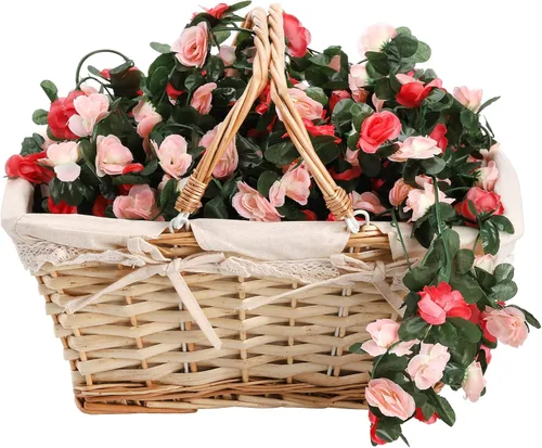 Vista 6 de Foraineam Paquete de 10 guirnaldas de rosas artificiales colgantes de 82 pies, rosas falsas, flores, plantas, hiedra, hogar, hotel, oficina, boda