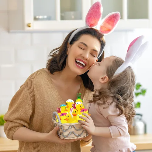 Vista 5 de Pato de goma de Pascua, conejo, conejo, paquete de seis patitos para niños, huevos de Pascua, regalos de cumpleaños, baby showers, actividades