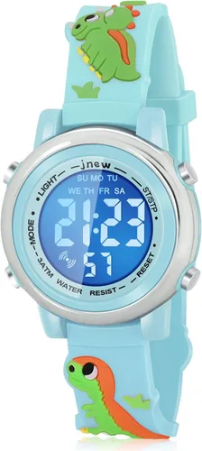 Vista 11 de Viposoon Relojes para niños con alarma impermeable, regalos de dinosaurios para niños y niñas de 3 a 10 años Verde militar