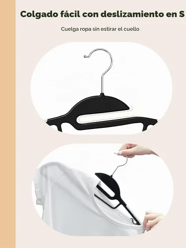 Vista 5 de HOUSE DAY Perchas de Plástico Negro Paquete de 30, Delgadas que Ahorran Espacio, Perchas Antideslizantes para Ropa con Almohadillas de Goma, Percha