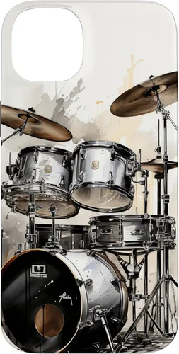 Vista 15 de Vintage Drum Set Drawing Funda para iPhone 17