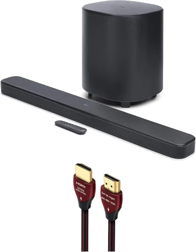 Vista 16 de JBL BAR-2-0-ALL-IN-ONE-MK2 Barra de sonido compacta de 2 canales con Dolby Digital y un cable HDMI WireLogic Ruby de 8 pies de ultra alta velocidad