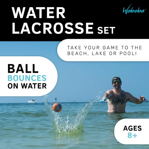 Vista 2 de Waboba Mini juego de lacrosse de agua divertido para juegos de playa y juegos de piscina, viene con una pelota de rebote de agua original