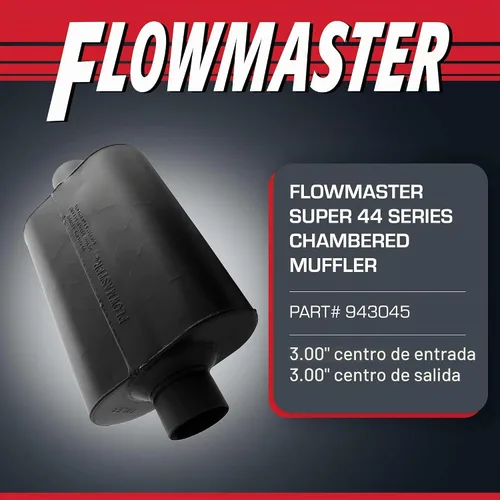 Vista 2 de Flowmaster Silenciador con cámara de la serie Super 44 – 3.00 pulgadas de Entrada centrada/salida central