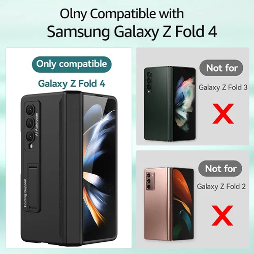 Vista 5 de Funda protectora para Samsung Galaxy Z Fold 4 5G con bisagra magnética con 3 modos de soporte ajustables, ultrafina de lujo, a prueba de golpes