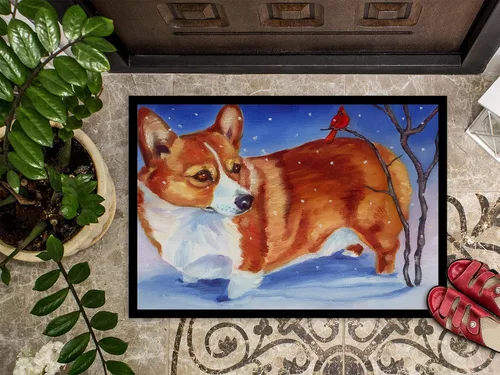 Vista 3 de Caroline's Treasures 7411MAT Corgi Cardinal Buddy - Felpudo de 18 x 27 pulgadas, para interiores y exteriores, para entrada, antideslizante