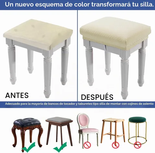 Vista 4 de BUYUE Funda para Taburete de Banco de Tocador de Lujo, (15"- 20") L x (11.8"- 15.7") A Banco Pequeño Rectangular Funda Elástica de Jacquard Lavable
