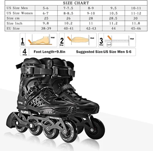 Vista 5 de Patines profesionales en línea con ruedas de 0.157 x 3.150 in, patines de una sola fila de fitness para adultos, mujeres y hombres, botas interiores