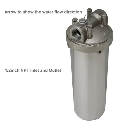 Vista 3 de TECHTONGDA Carcasa de filtro para sistema de filtración de agua Acero inoxidable 1/2 pulgada NPT para cartucho de filtro largo de 10 pulgadas 72psi