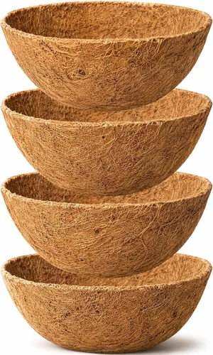 Vista 17 de Y&M Paquete de 2 forros de coco de 16 pulgadas para macetas colgantes, revestimientos redondos de fibra de coco natural de repuesto para cestas