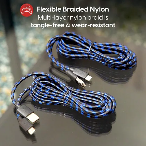 Vista 4 de TALK WORKS USB-C Charger Cables for Nintendo SwitchLite + Switch OLED & Pro Controller - 10ft Long Nylon Durable Braided USB Type C Charging Cable