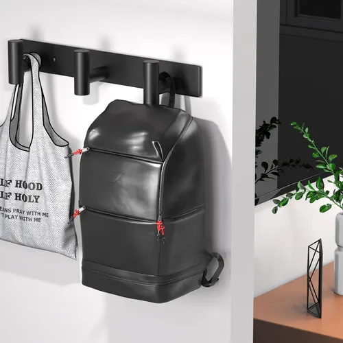 Vista 7 de Perchero de Pared Montado - 3 Ganchos, Ganchos de Pared de Acero Inoxidable Resistente para Toalla, Bolso de Abrigo, Perchero para Sombreros Negro