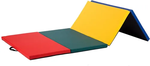 Vista 14 de Colchoneta de ejercicio de 2 x 6 pies/4 x 8 pies/4 x 10 pies, colchoneta plegable de gimnasia de 1.6 a 2 pulgadas de grosor, alfombrilla de yoga