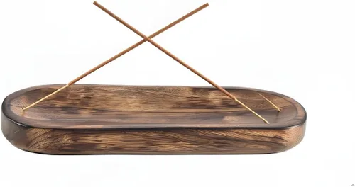 Vista 4 de Soporte para incienso, quemador de incienso/colector de cenizas, bandeja de incienso de madera hecha a mano para el hogar, meditación y yoga, gran